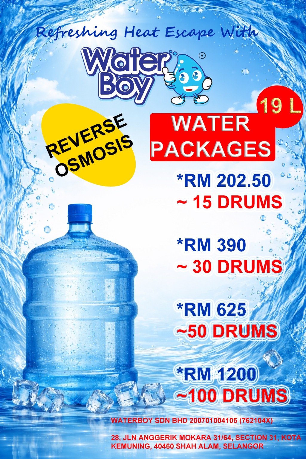 100 btl ro water 19 litre